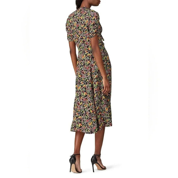 Polo Ralph Lauren Printed Grace Dress size 0 Midi Fit Flare Floral Silk Spring - Picture 3 of 14